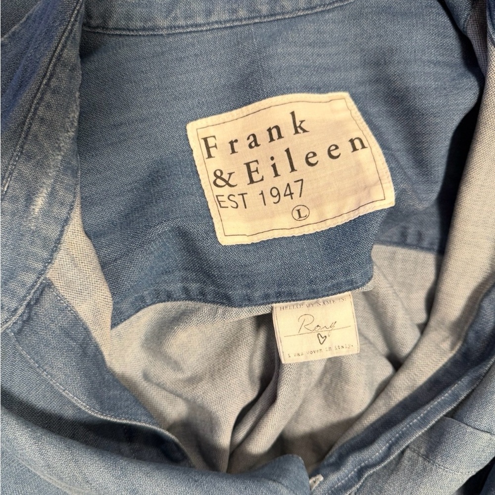 frank & eileen rory maxi shirt dress famous denim vintage stonewashed indigo L - Picture 8 of 10